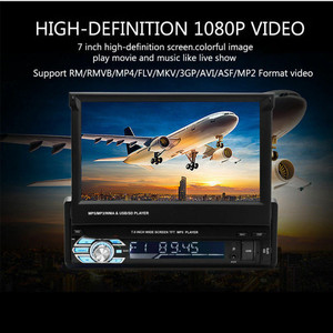 Podofo <span class=keywords><strong>Radio</strong></span> de Audio Estéreo de Coche BT <span class=keywords><strong>1Din</strong></span> 7 "HD Monitor de Pantalla Táctil Retráctil DVD MP5 SD FM Reproductor USB Cámara de Visión Trasera - Product Image 4