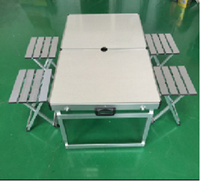 Table de camping pliable en aluminium pour l'extérieur, cadre portable, pliable, meubles de jardin, pique-nique avec 4 chaises