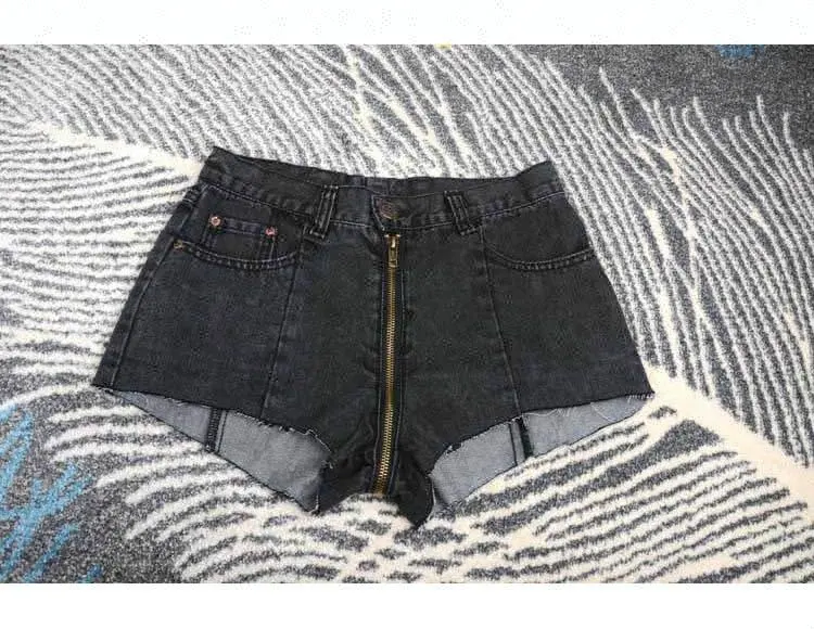 D & S Factory Drops hipping Jeans-Shorts mit offenem Schritt und Reiß verschluss im Schritt