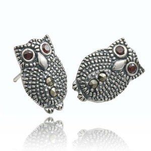 Sj fabricación nuevo diseño Retro tailandia moda S925 Tai Silver con <span class=keywords><strong>marcasita</strong></span> búho pendiente del perno prisionero para mujeres - Product Image 3