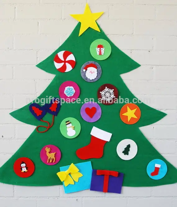 Árvore de natal decorativa para artesanato, árvore de natal feita à mão na china, enfeites de feltro para decoração e artesanato, mais vendidos, 2018