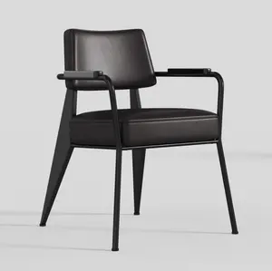 Sedie da pranzo in pelle di Design per riunioni poltrone per sedie con gambe in metallo nero