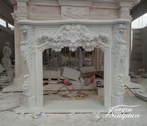 Western Design Indoor Living Room Decor Freestanding White Angel Marble <strong>Fireplace</strong> <strong>Mantle</strong> - Product Image 5