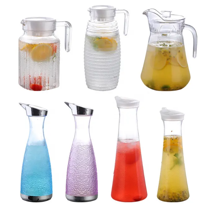 Jarra de água para suco, de alta qualidade, personalizada, 1000ml, 1500ml, copo de vidro gelado, bebidas de chá, carafe, jarra de água de vidro com tampa
