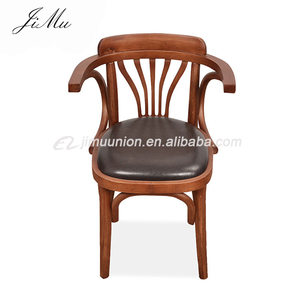 Tabouret de bar en bois sculpté à 4 jambes avec accoudoir, mobilier de boîte de nuit antique, noir, vente en gros - Product Image 3