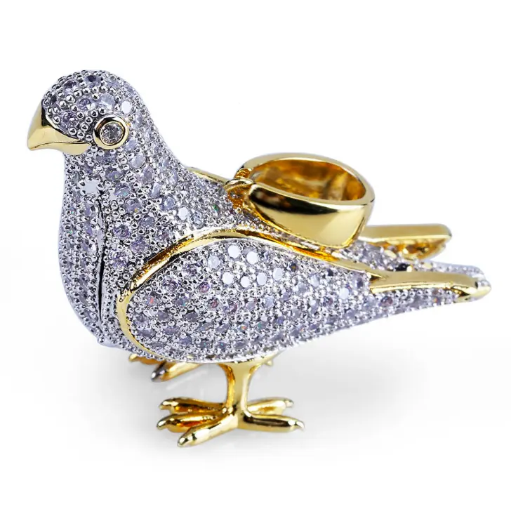 Hiphop gümüş hayvan altın kuş güvercin kolye takı kolye
