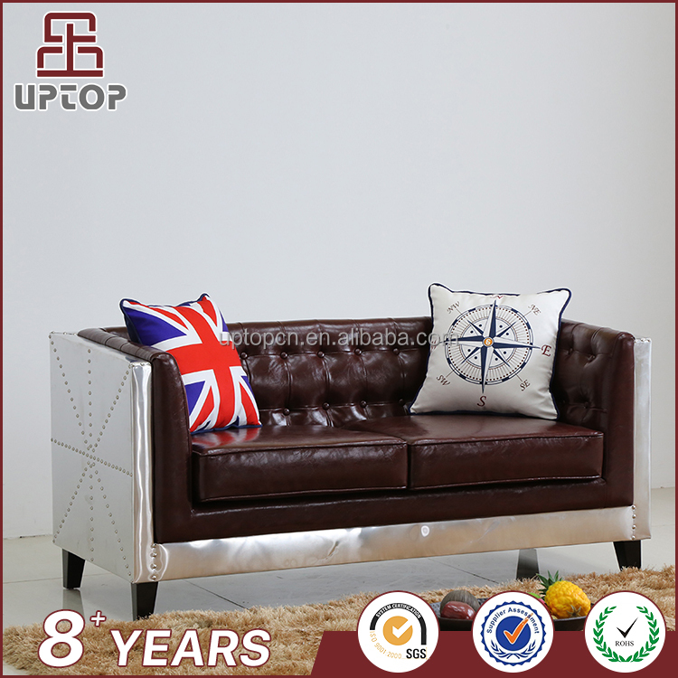 (SP-KS338) Классический Гостиной Хохлатая Честерфилд Кожаный Диван с Деревянными Ножками