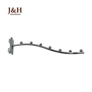 J & H Storefixture Logam Krom Air Terjun 7-Bead Ditekuk Gantung Display Hook untuk Tiang Tegak - Product Image 2