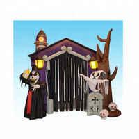 Château gonflable hanté pas cher avec squelette/fantôme/squelettes/arche d'entrée gonflable pour la décoration d'Halloween