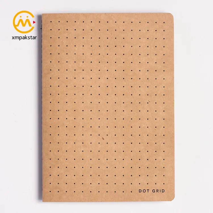 Composition Books Promotional A5 Eco Kraft Paper Cover Custom Grid Printing Composition Book Dot Grid Notebook