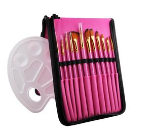 Xin bowen 12 pezzi in Nylon per capelli in alluminio pennello professionale per pittura ad acquerello <span class=keywords><strong>Set</strong></span> di pennelli con Palette borsa in tela - Product Image 2