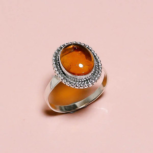 Bague en ambre naturel vente en gros de bijoux fins en argent 925 bijoux en argent sterling fabricant de bagues faites à la main - Product Image 1