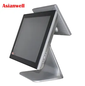 Volledige aluminium shell true platte 15 inch capaciteit dubbele touch screen pos machine android pos systeem