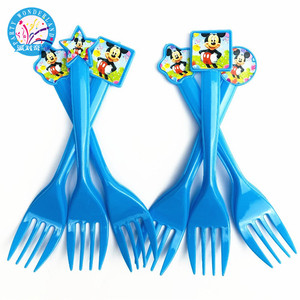 Fourchettes jetables en plastique, 10 pièces, décorations de fête pour bébé, <span class=keywords><strong>Mickey</strong></span>, dessin animé, fournitures de thème d'anniversaire petit garçon, - Product Image 4