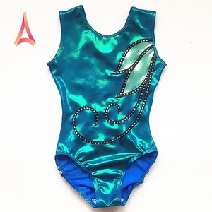 Bright สีเขียวเงาสาวยิมนาสติก Leotards Professional Gymnastic Leotard สวมใส่