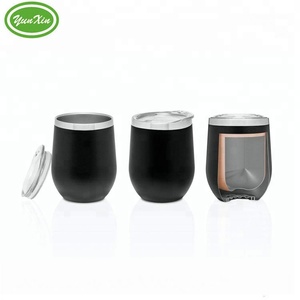 <span class=keywords><strong>Verre</strong></span> à vin Double paroi 12oz avec jante en acier inoxydable, gobelet à vin sans pieds - Product Image 5