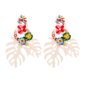 <span class=keywords><strong>Orecchini</strong></span> <span class=keywords><strong>Pendenti</strong></span> Grandi Fatti a Mano con Foglie e Fiori in Cristallo Colorato di Lusso Design alla Moda per Gioielli da Donna - Product Image 6