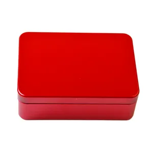 Daily Use holiday tins & containers blank tin cans rectangular shape red plain metal tins with large inventory