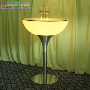 Meja Plastik Bercahaya Led <span class=keywords><strong>Bar</strong></span> Cair Berdiri Bebas Bulat untuk Dijual