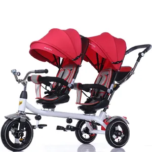 Fabriqué en chine bébé poussette 4 en 1 pour jumeaux double poussettes tricycle vélo bébé poussette 2 bébé