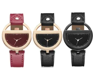 Sand blast Echtes Leder Hot Sale Gold Armreif Luxus Fastrack Armband Armbanduhr für Frauen