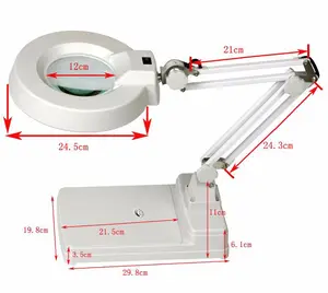 שולחן העבודה 10x זכוכית מגדלת עם Led אור/86C מתכוונן מגדלת מנורת led עם מעמד/שולחן העבודה זכוכית מגדלת Worklight led זכוכית מנורה