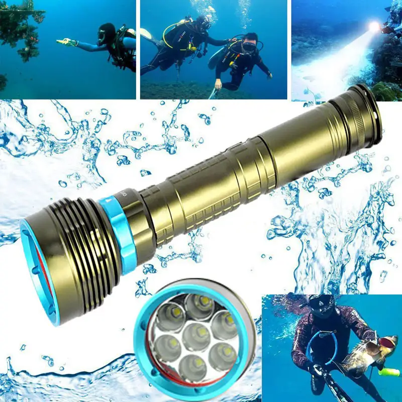 Big Torch Light Diving Flashlight 70W 10000 Lumen Flashlight Led IP68 Underwater Chargeable Diving Torch Light