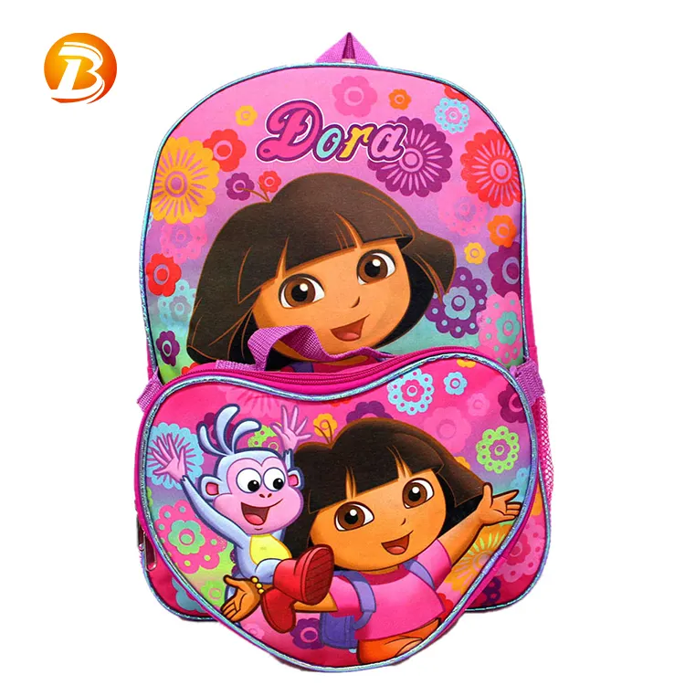 ขายส่งออกแบบ Dora สีชมพูโพลีเอสเตอร์นักเรียนหญิงโรงเรียนกระเป๋าขนาดเล็กกระเป๋า