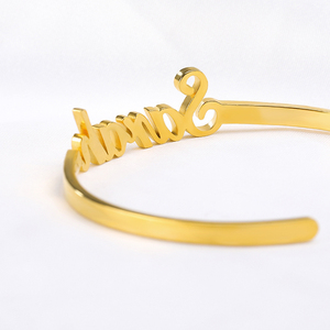 Gioielli personalizzati bracciale con nome placcato oro 18 carati personalizzato qualsiasi braccialetto con polsino con targhetta per femme - Product Image 5
