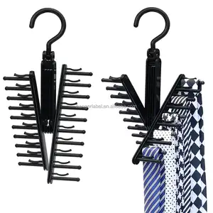 Cross X Hangers,IPOW Black Tie Belt Rack Organizer Móc Áo Kẹp Chống Trượt Với Xoay 360 Độ, An Toàn Lên Đến 20 Cà Vạt