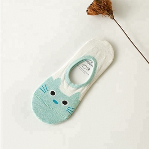 Fille drôle Invisible mince chaussettes pantoufles doux coton Animal <span class=keywords><strong>chat</strong></span> femmes été court coton décontracté chaussettes - Product Image 4