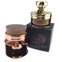 Roségoldener, individuell anpassbarer, tragbarer Puder- und Foundation-Pinselhalter mit synthetischen Haaren, galvanisiertem Griff und privatem Logo für Make-up