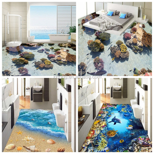 Carreaux de sol en porcelaine 3D pour salle de bain/chambre à coucher, motif vague de plage bleue - Product Image 5