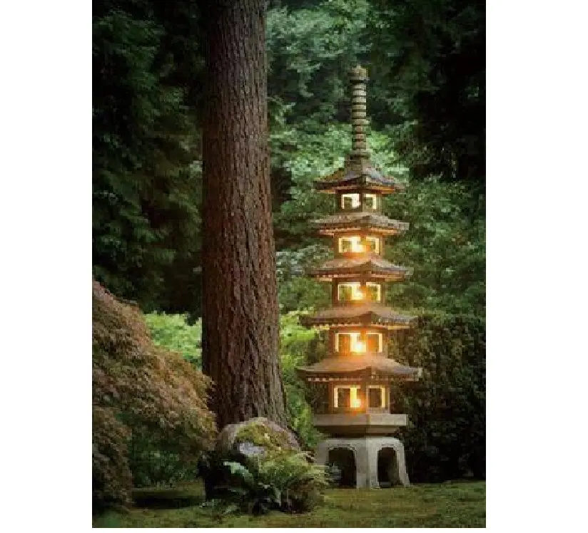 GGP001-linternas de piedra japonesas para jardín, torre de 5 niveles, venta al por mayor