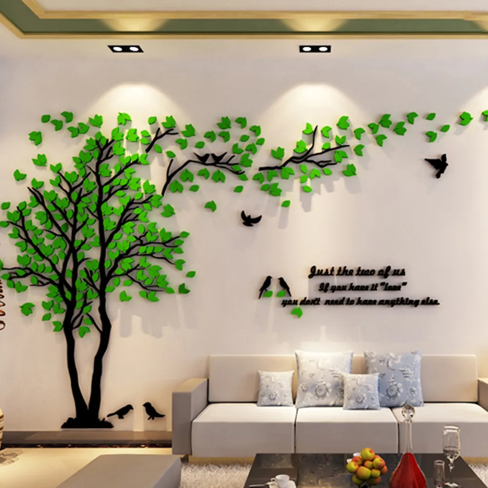 Home decor living room self adhesive tree acrylic 3d wall sticker