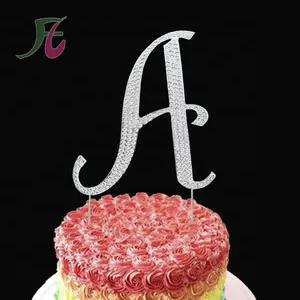 Nieuwe Producten Crystal Rhinestone Silver Letter A Tot Z Monogram Custom Wedding Cake Topper