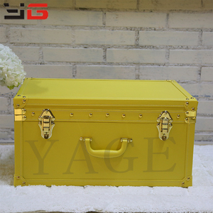 Decorativi set di 3 giallo dell'annata del faux del cuoio di legno <span class=keywords><strong>valigia</strong></span> classico - Product Image 5