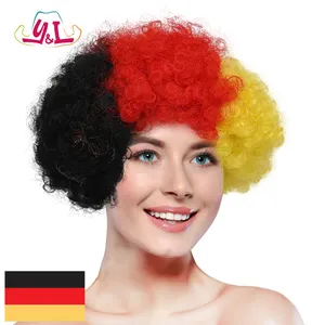 Hitam Merah Kuning Bendera Jerman Warna Arfo Wig Rambut Penggemar Sepak Bola