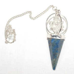 Lapis Lazuli & Cristal Quartz Merkaba Pendules Sculpté Pierre Précieuse Chakra Décor À La Maison pour Feng Shui Amour Guérison - Product Image 1