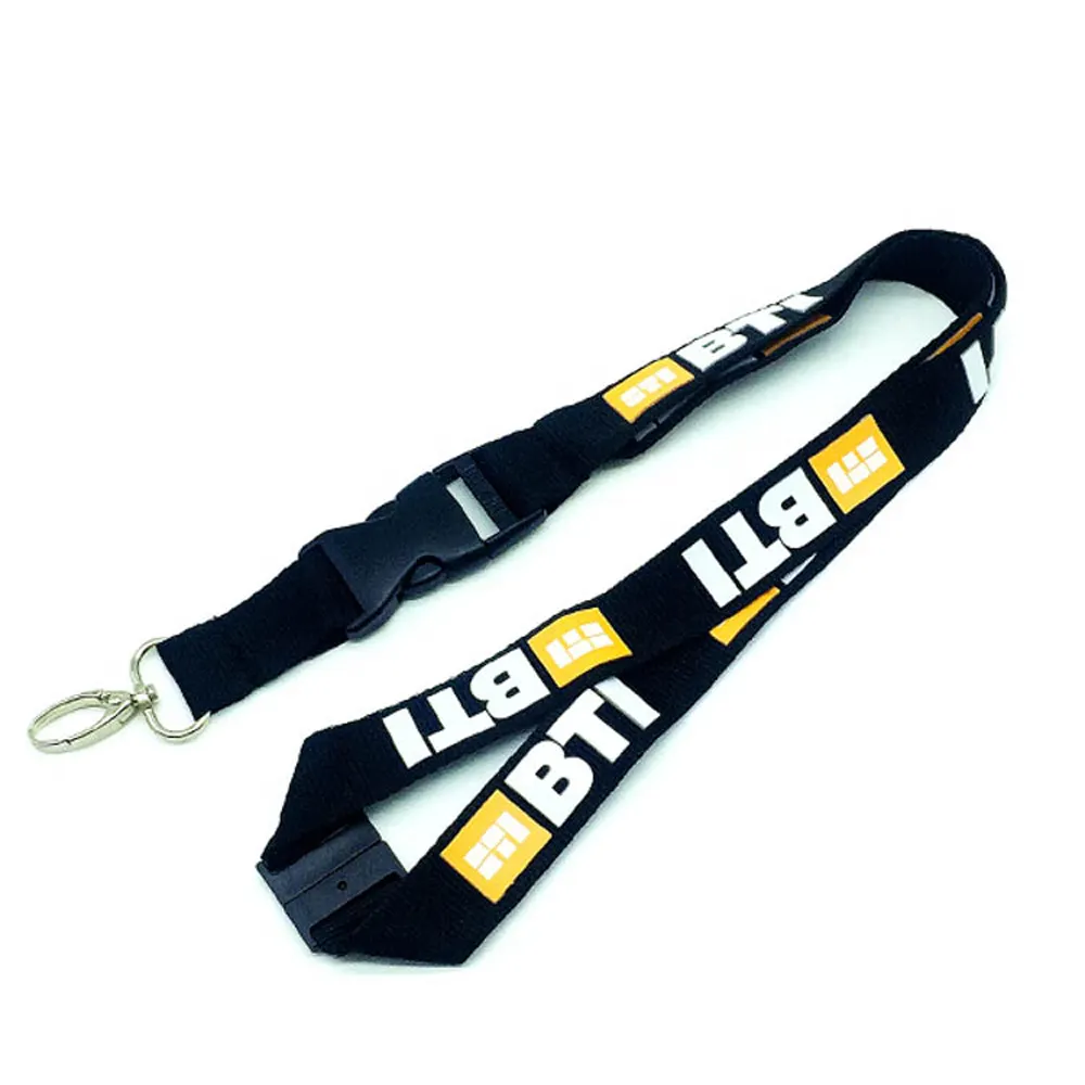 36x0.75 inches Special Safety Black polyester lanyard with 3D printing logo