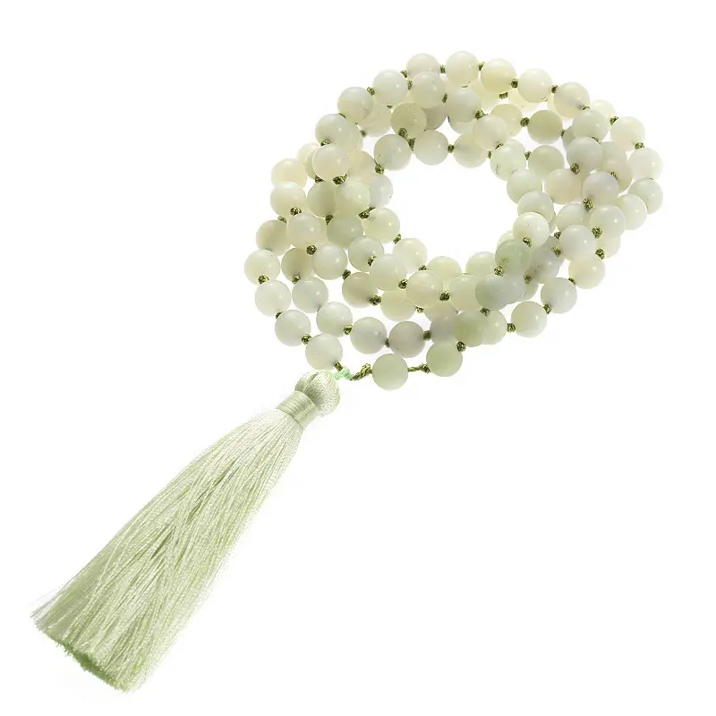 A Grade Natural New Jade Handmade Jewelry Mala 108 Knotted Bead Necklace