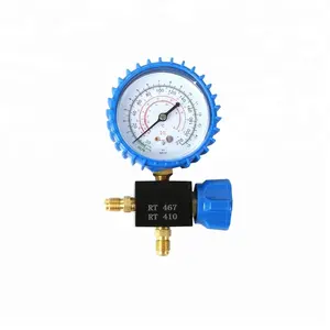 Aluminium three way valve refrigerant brass vacuum air manometer testing pressure gauge meter with high quality