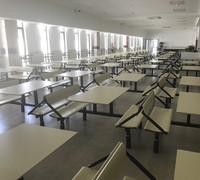 Ensemble table et chaises de salle à manger pour 4 personnes, en acier durable et écologique, pour restaurant commercial, cantine, aire de restauration, centre commercial, école
