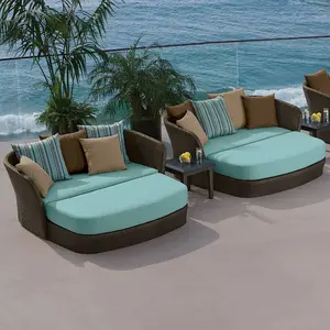 Премиум уличная мебель в европейском и американском стиле Круглый откидной диван из ротанга для отдыха на открытом воздухе