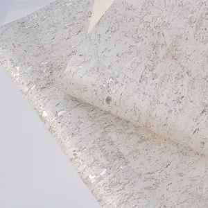 White off Real Cork Metallic Wallpaper For Home Decoration
