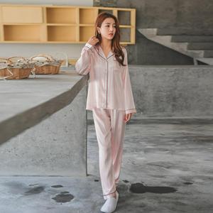 Pigiama da donna in poliestere autunnale comodo <span class=keywords><strong>per</strong></span> dropshipping, set camicie da <span class=keywords><strong>notte</strong></span> personalizzabili con logo, vita elasticizzata, maniche lunghe, in raso <span class=keywords><strong>per</strong></span> <span class=keywords><strong>dormire</strong></span> - Product Image 6