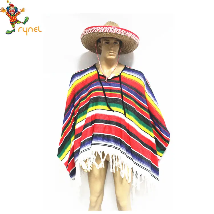 Sconto all'ingrosso Poncho messicano in cashmere lavorato a maglia colorato in vendita