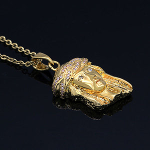 Collares <span class=keywords><strong>de</strong></span> Moda Hip Hop Marlary para Hombre, Gargantilla Chapada en Oro con Colgante <span class=keywords><strong>de</strong></span> Cabeza <span class=keywords><strong>de</strong></span> <span class=keywords><strong>Dios</strong></span>, <span class=keywords><strong>Jesucristo</strong></span> - Product Image 2