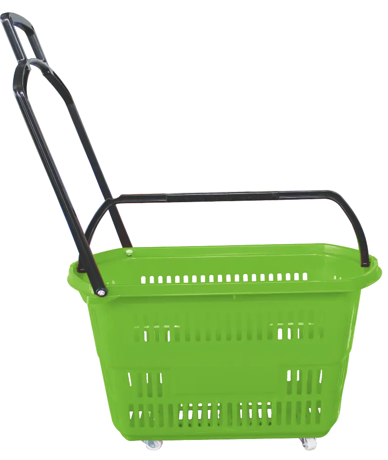 2022High standard supermarket special use plastic shopping trolley shopping baskets with wheels
