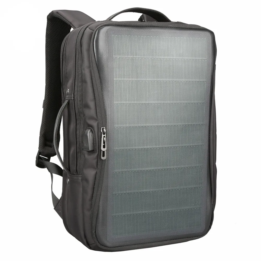 Groothandel goede kwaliteit high power zonnepaneel rugzak laptop tas met USB charger bagpack back pack Mochila solar rugzak